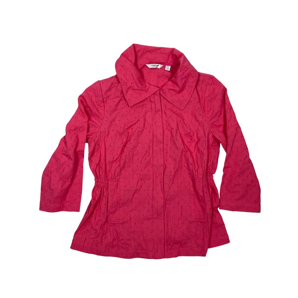 Vintage Pink Eyelet Top Barbie Collared Button Down‎ 3/4 Sleeve Women’s XS